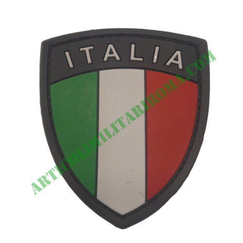 PATCH SCUDETTO ITALIA PVC BORDO GRIGIO CON VELCRO